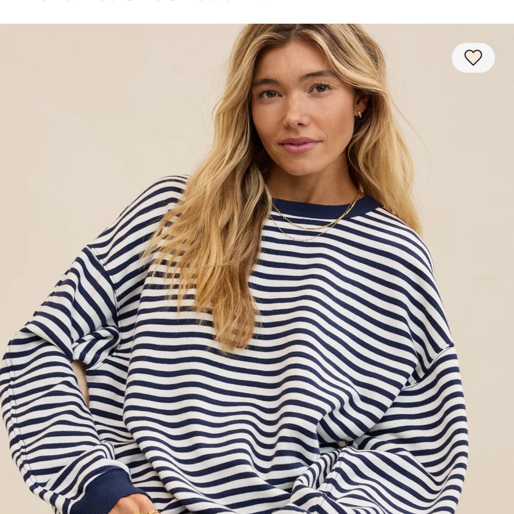 Aerie Navy and White Striped Sweatshirt